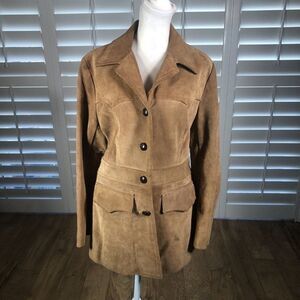 Women's Suede Button-Front Jacket in Tan